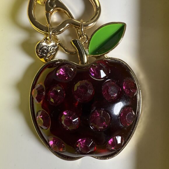 New Betsey Johnson Apple Bag Clip Jewelry Charm Keychain Teachers Gift Box - Picture 2 of 5